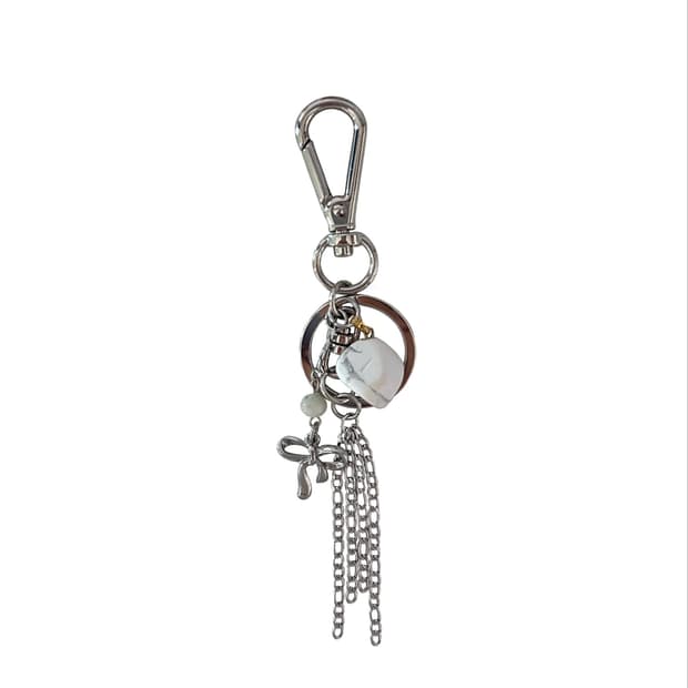 White stone keyring