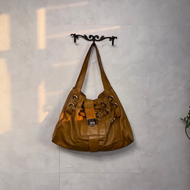 Jimmy Choo camel brown belted ring bag