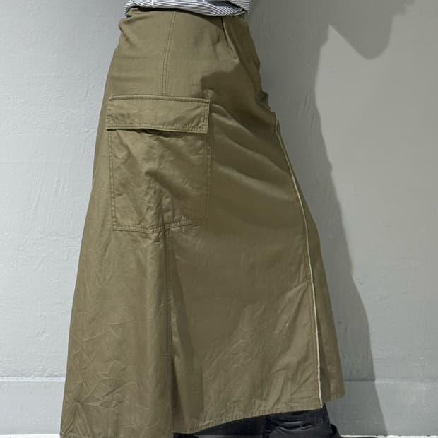 khaki pocket detail long sk