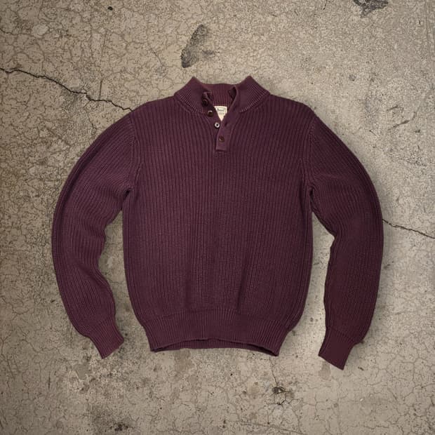 L.L.Bean 버건디 립니트 헨리넥 스웨터
