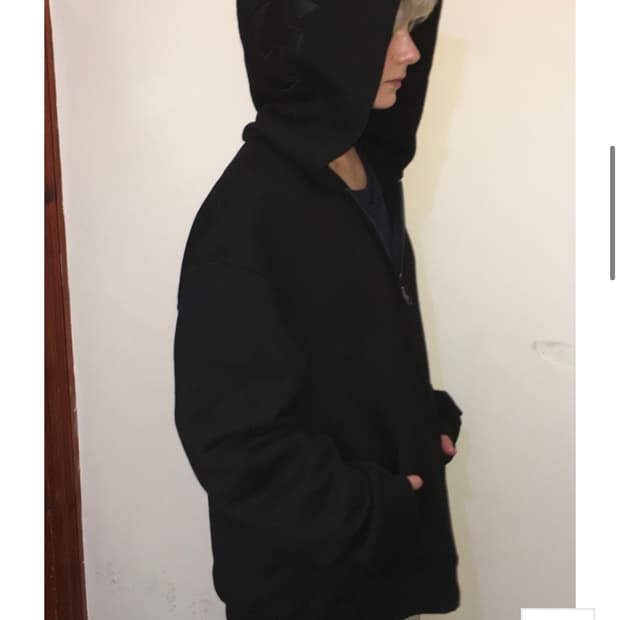 ertr x 니들 레더 아플리케 후드집업 블랙 m