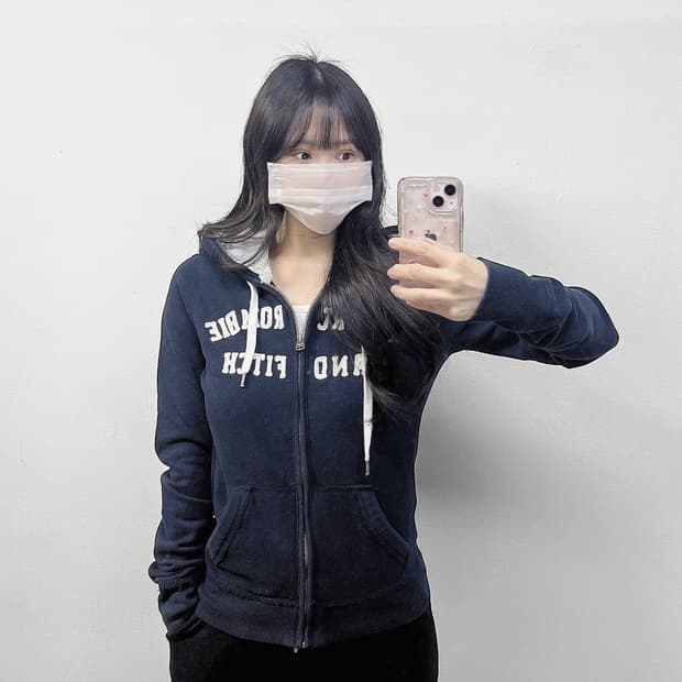 아베크롬비 아치 로고 후드집업 네이비