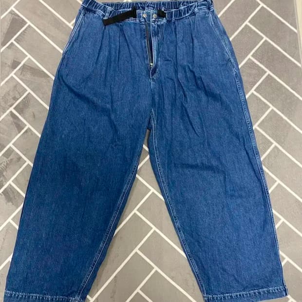 beams wide belt jeans