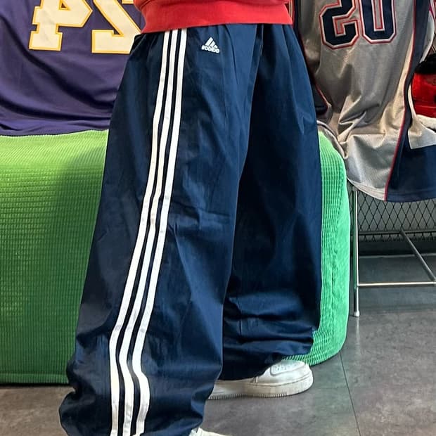 Adidas navy nylon track pants