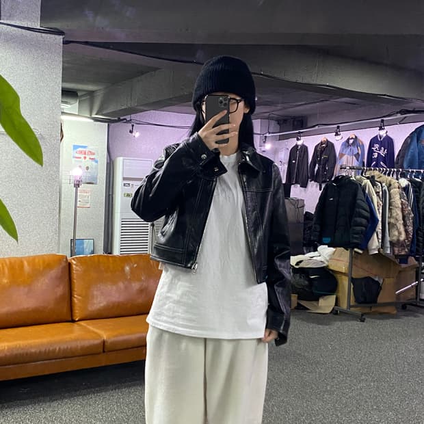 배드블러드 은장 레더 트러커 자켓 B3176