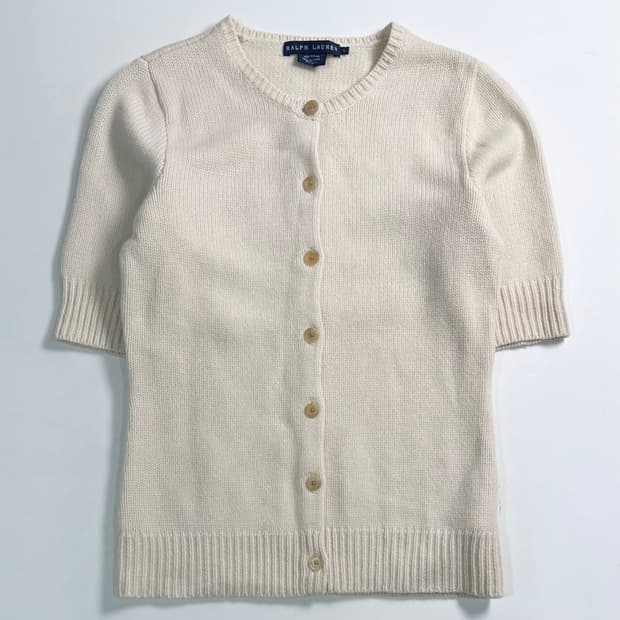 로렌 랄프로렌 캐시미어 반팔 니트 가디건 