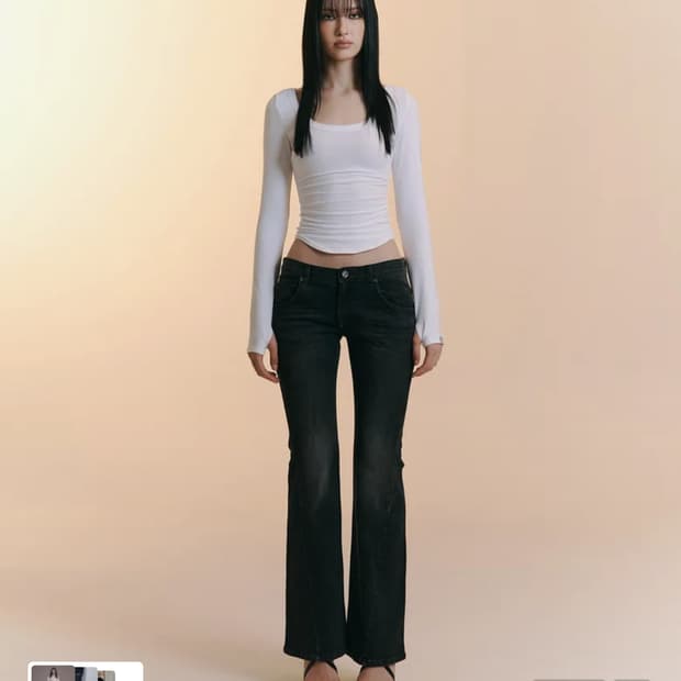 플리즈노팔로우 25빈티지 워싱 부츠컷 데님 (딥그레이)