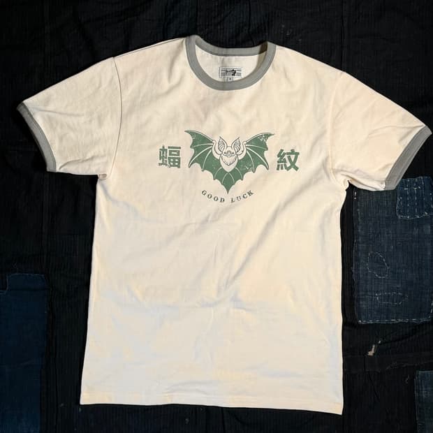 모쿠토 박쥐패턴(Good Luck) 링거티 - 올리브 M/L/XL 