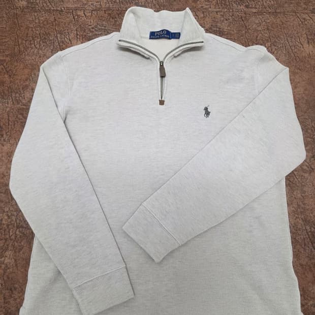 폴로 베이지 반집업 니트 S