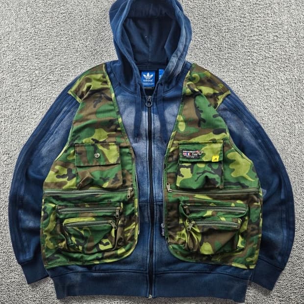 아디다스 포켓베스트 다잉 커스텀 스웻 후드 집업 ( XL )/ 10997