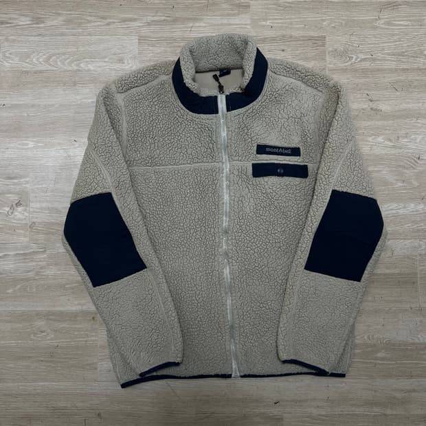 몽벨 아웃도어 포켓 엘보패치 뽀글이 후리스 자켓 [베이지] L/100