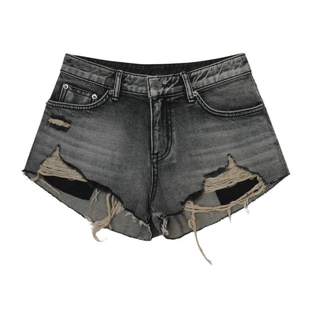 보헤미안서울 보헴서 DESTROYED GRAY DENIM SHORTS