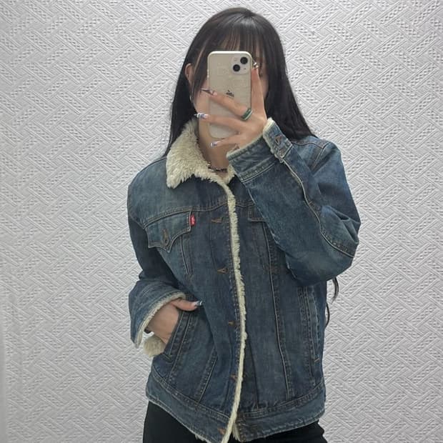 리바이스 빈티지 캐주얼 데님 쉐르파 양털 자켓 95 C07898