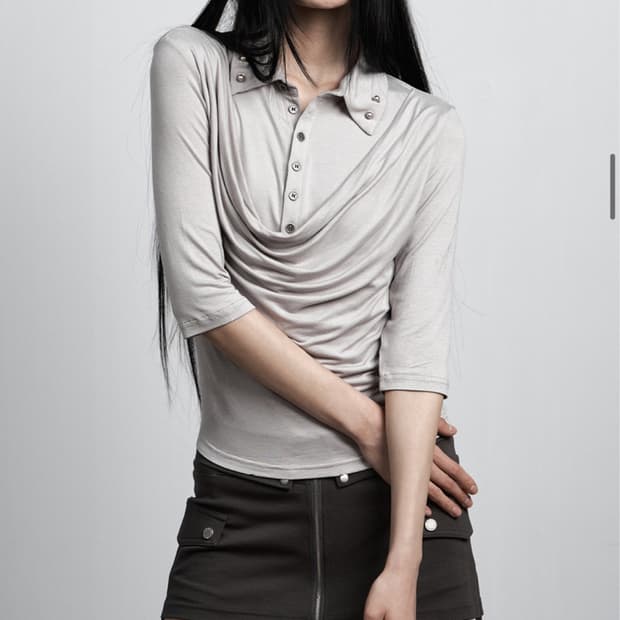 ASUR 애즈유아 카울넥 하프 슬리브 카라티 그레이