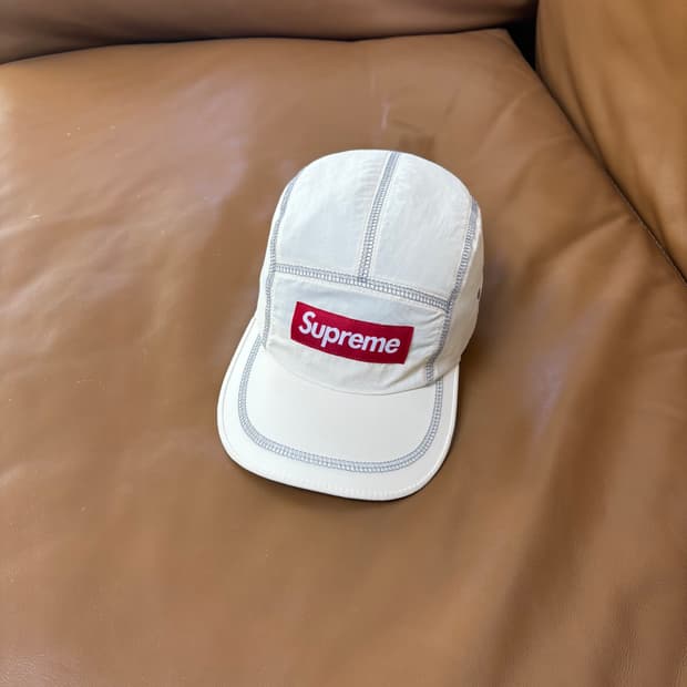 슈프림 캠프캡 모자 박스로고 23SS 리플렉티브 스티치 내츄럴