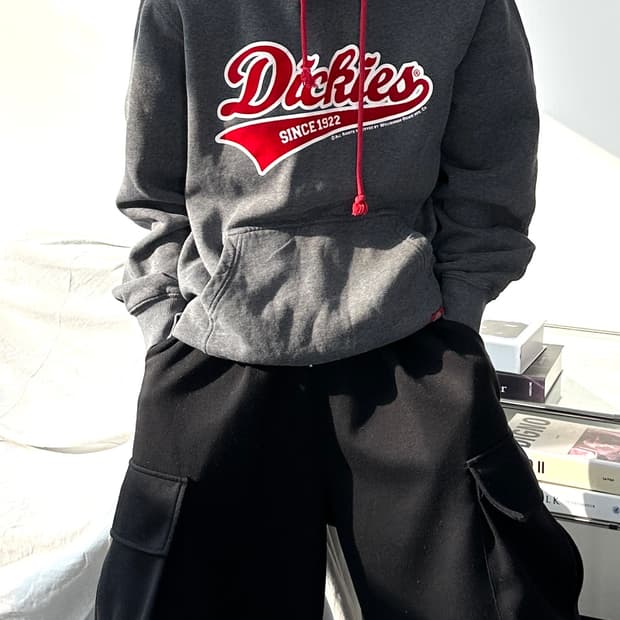 디키즈 차콜 빅로고 후드티 L