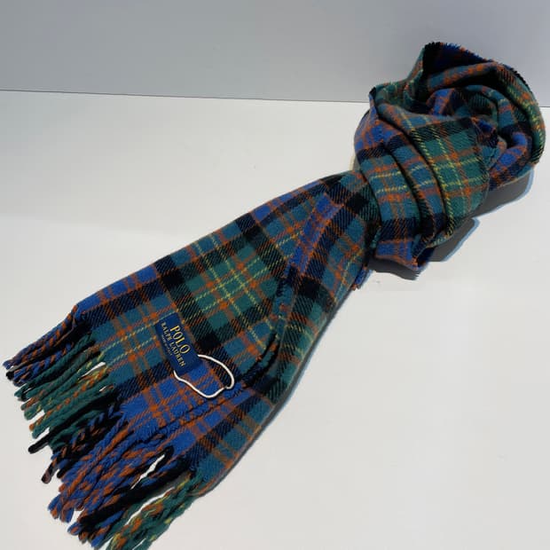 폴로 랄프로렌 포니 로고 체크 숄 목도리 A1531