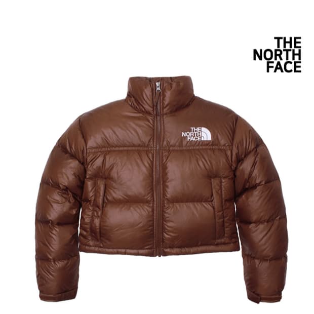 노스페이스 여성 눕시 숏 패딩 브라운 NJ1DQ96B