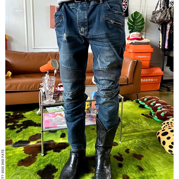 BALMAIN Paris Denim Biker Jeans