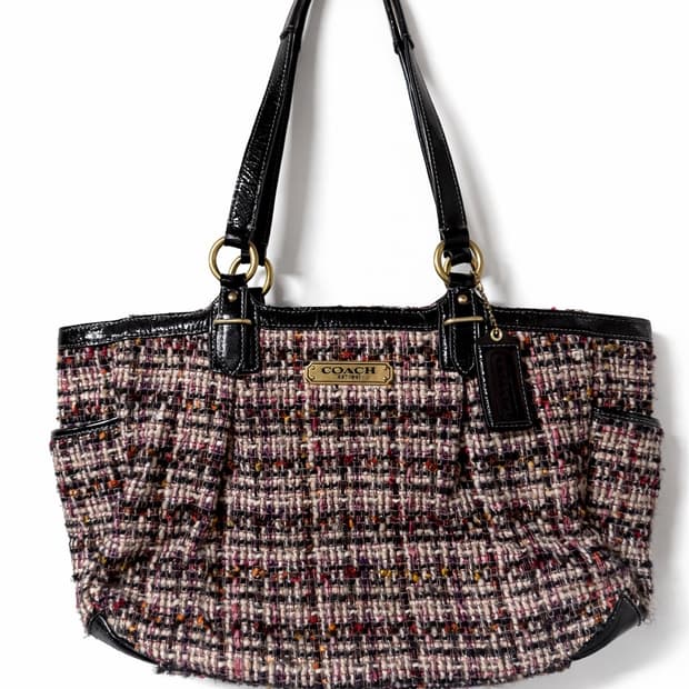 🩷희귀 코치 핑크블랙 트위드 숄더 토트백