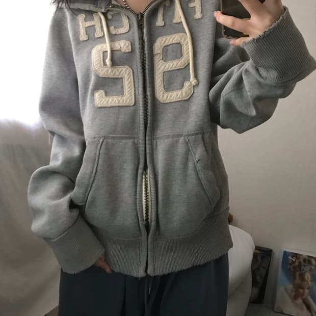 아베크롬비 그레이 빅로고 후드집업