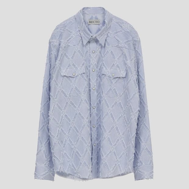 새제품) 렉토 보헤미안 테슬 웨스턴 스트라이프 셔츠 L