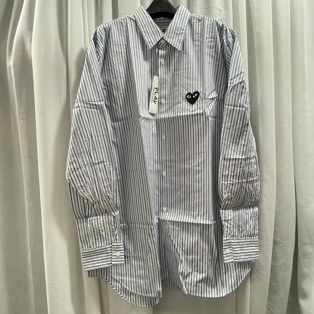 꼼데가르송/ 블랙하트 스트라이프 셔츠/ XL