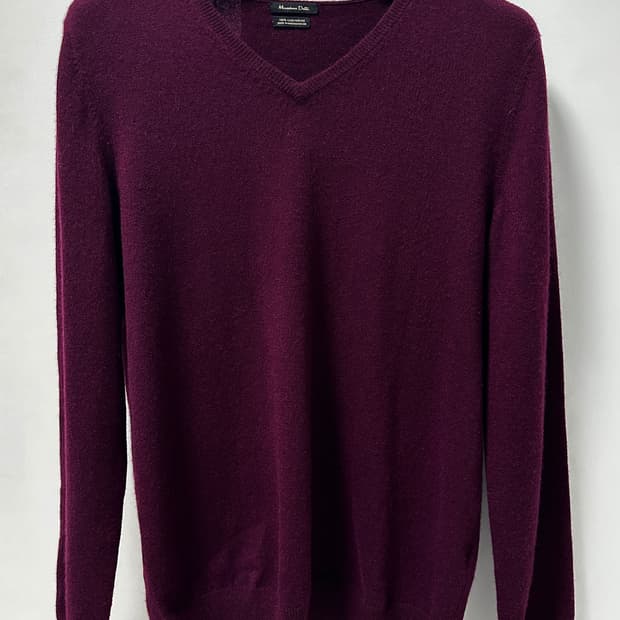 남성 버건디 캐시미어 100% V넥 니트 (L사이즈)