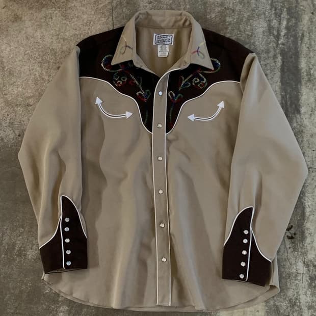 60s H BAR C 폴리 트윌 웨스턴 셔츠 HOLLYWOOD