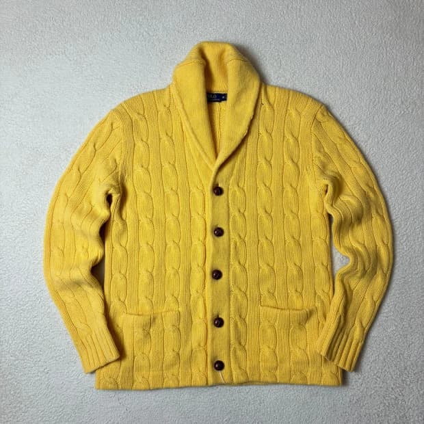 폴로 랄프로렌 클래식 울 꽈배기 숄카라 니트 가디건 PN6621