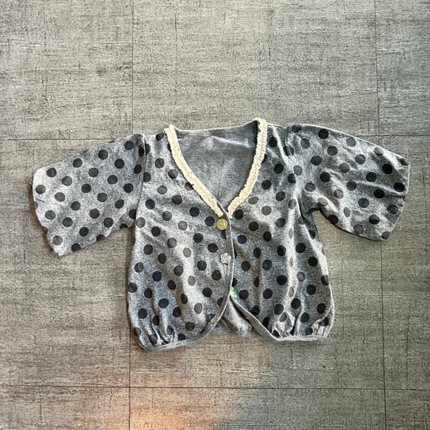 일본빈티지 하구미모리걸 달천깔페어리 레이스도트땡땡이 벌룬반팔가디건 볼레로