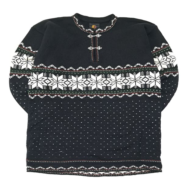 CL019 레반디 노르웨이 울 루세코프테 블랙 노르딕 니트 스웨터