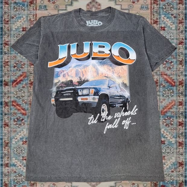 JUBO 피그먼트 워싱 토요타 올드카 그래픽 티셔츠 S