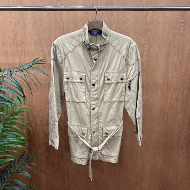 폴로 랄프로렌 코튼 퀄팅 필드 자켓 벨트 스트랩 포켓 디테일 베이지