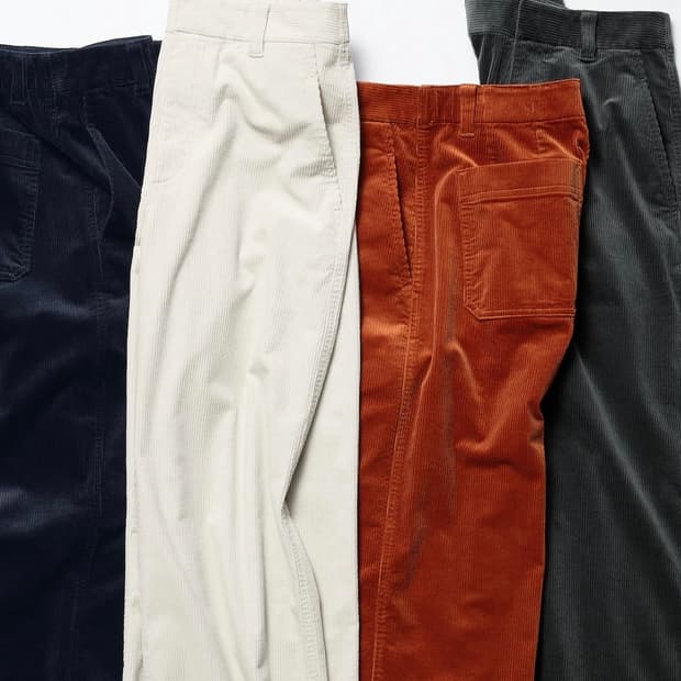 유니클로 코듀로이 와이드 팬츠 네이비 M