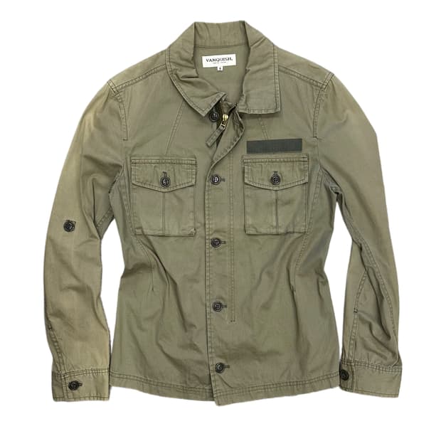 khkaki military zip-up shirt jacket