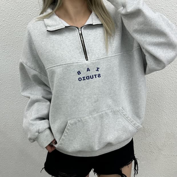 아이앱 스튜디오 백멜란지 반집업 XL