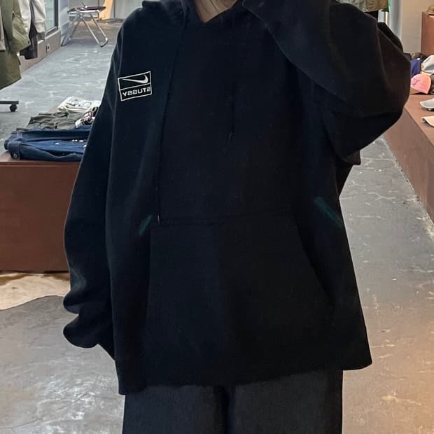 나이키x스투시 NRG RA 워시드 풀오버 블랙 후드티 H2162