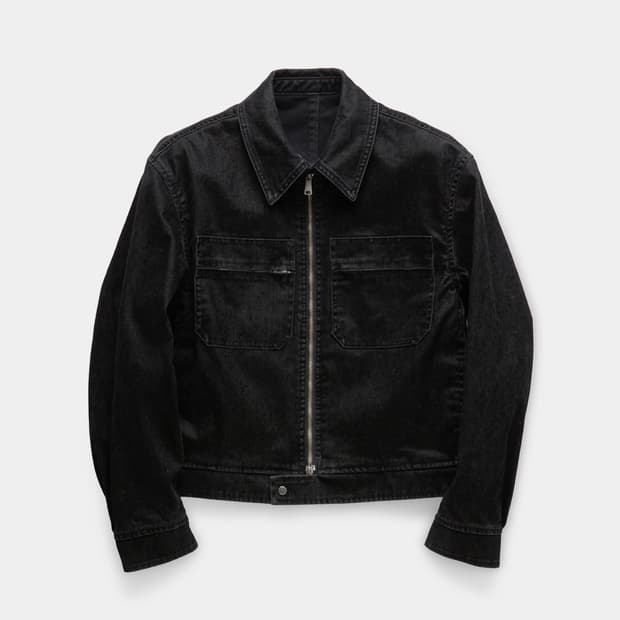 쿠어 벨벳 데님 더블 포켓 트리밍 카라 점퍼 