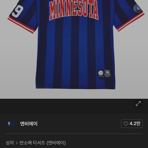 NBA 미네소타 팀버울브스 반팔티 M