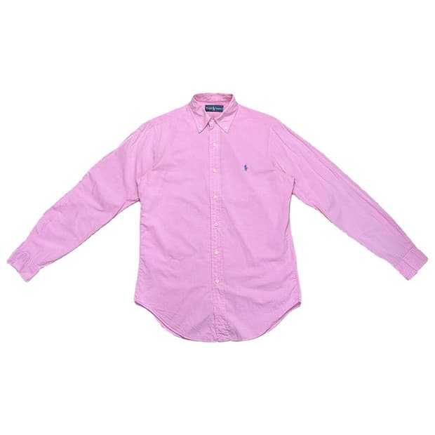 폴로랄프로렌 핑크 깅엄 체크 버튼 다운 긴팔 셔츠 OS