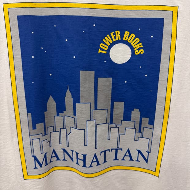 1990년대 빈티지 싱글 스티치 타워 북스 맨해튼 티셔츠