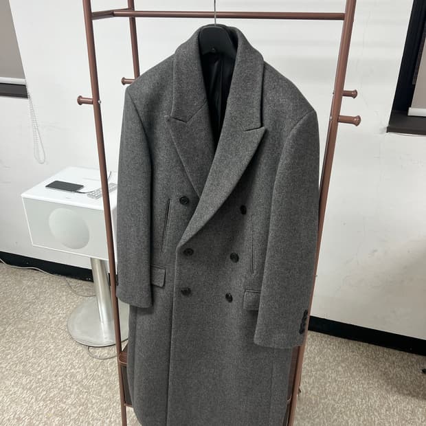 EQL/더블 브레스티드 코트/다크 그레이/L