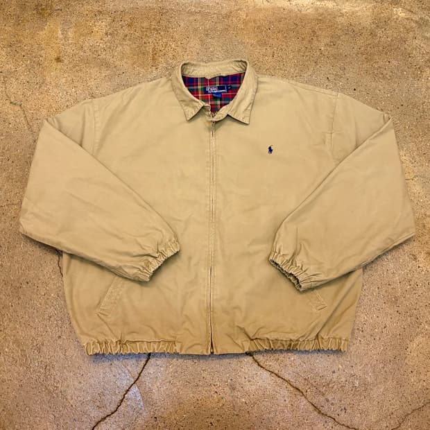 90s USA 빈티지 폴로랄프로렌 안감체크 스윙자켓 스윙탑 헤링본자켓