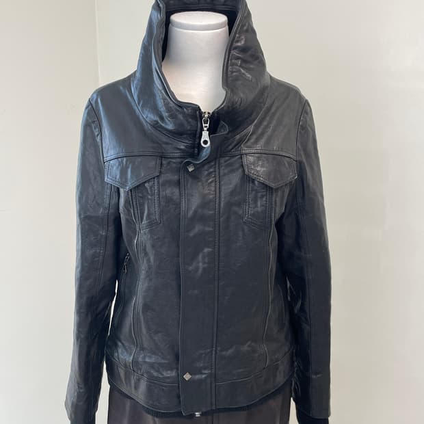 빈티지 이태리 하이넥 양가죽 레더 자켓  y2k goa 