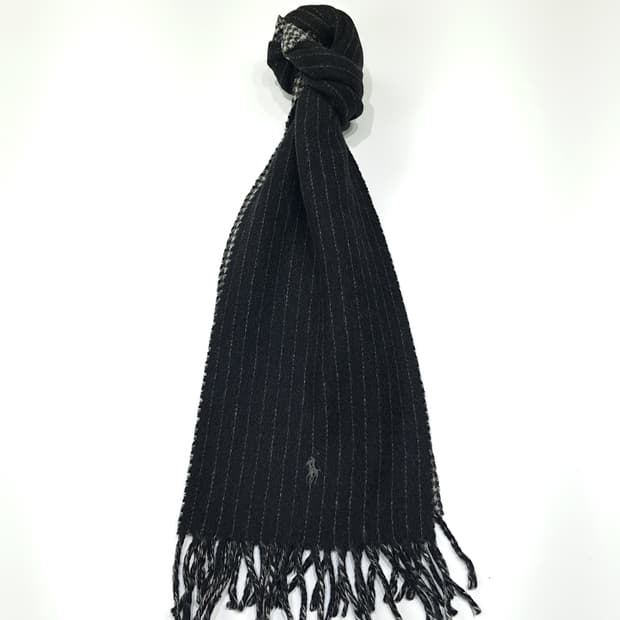 MX501 폴로 00s 이태리판 램스울 양면 핀스트라이프 차콜 머플러 