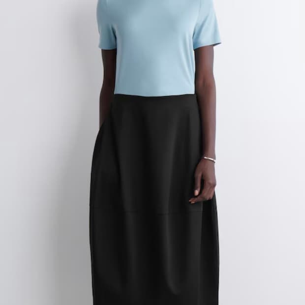 Cos 코스 라운드 코튼 미디 스커트 치마 블랙