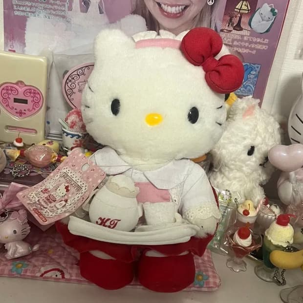 고전 레어 웨이트리스 한정판 키티 인형 산리오 메이드 노바라 빈티지 키티