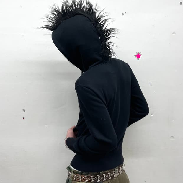 Mohawk Custom Black Hooded Zip-Up