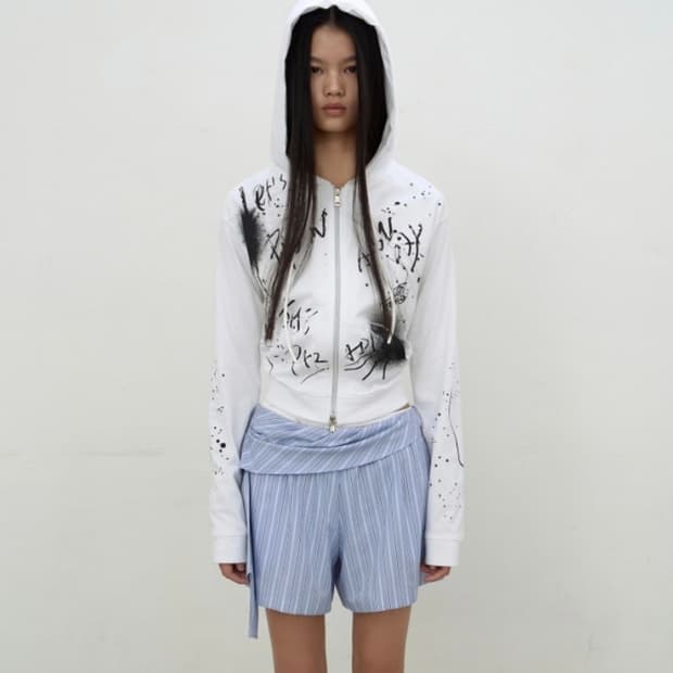 LCDC엘씨디씨티엠 PRINTED HOODIE ZIP-UP (WHITE)